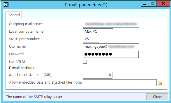 Email-parameters