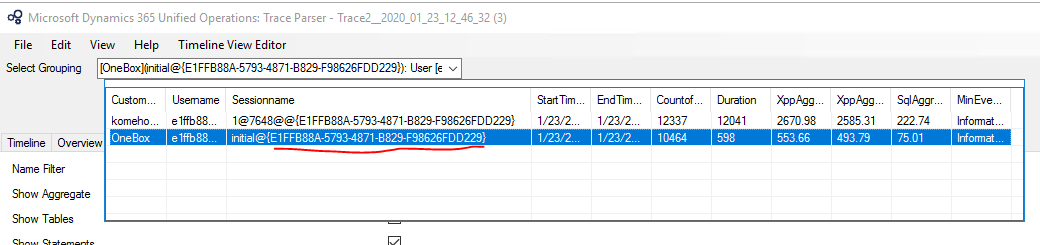 Import trace file