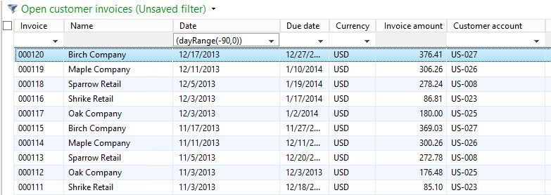 Figure 2 – Searching the grid for the past 90 days